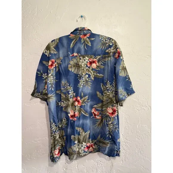 Caribbean Joe hawaiian rayon buttond down short sleeve camp shirt mens XL resort - Picture 3 of 6